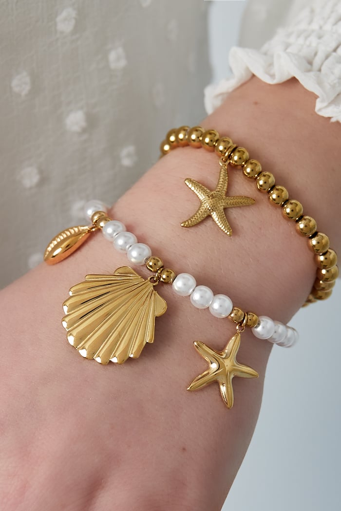 Pearl bracelet with sea charms - Gold color Picture2